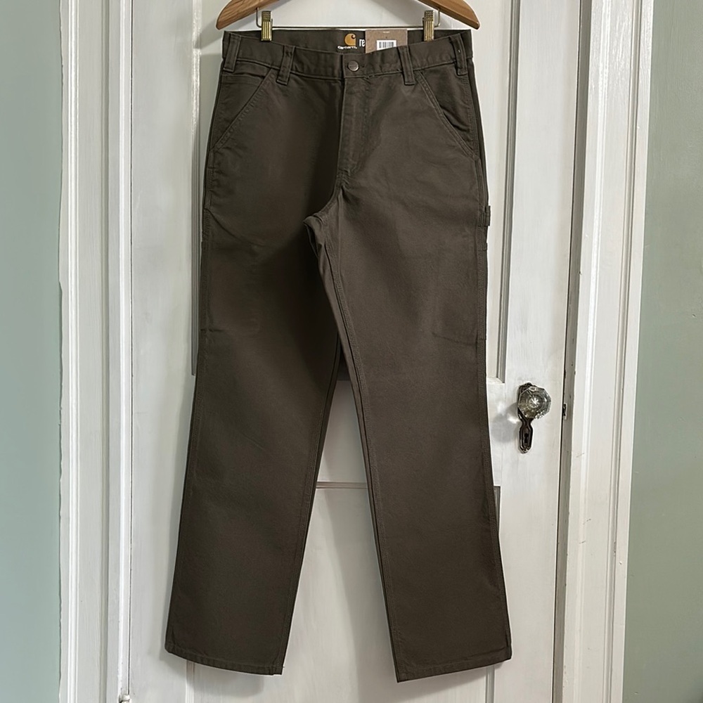 Carhartt Men's Relaxed Fit Rugged Flex Duck Dungaree Utility Pant - Tarmac